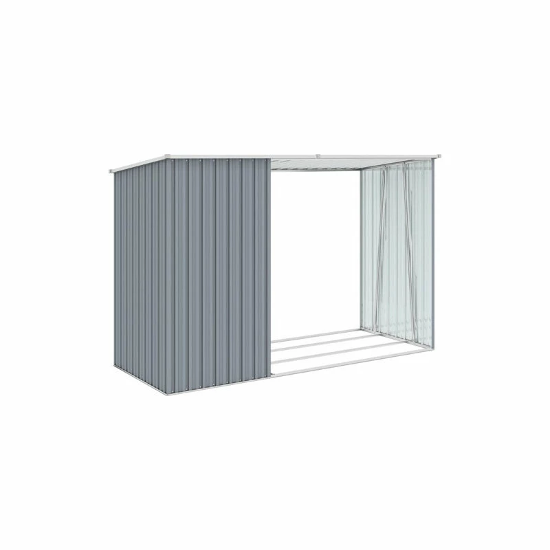 Vida XL International B.V. VidaXL Garden Firewood Shed Gray Galvanized Steel Storage Building Tool House - Image 4