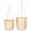 CosmoLiving By Cosmopolitan Large, Round Metallic Gold Metal Hanging Indoor & Outdoor Planters, Set Of 2