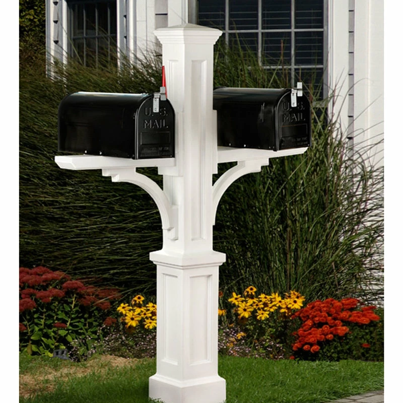 Mayne - Outdoor Products Of Distinction 42"W X 8"D X 56"H Newport Plus Double Mailbox Post, Black - Image 2