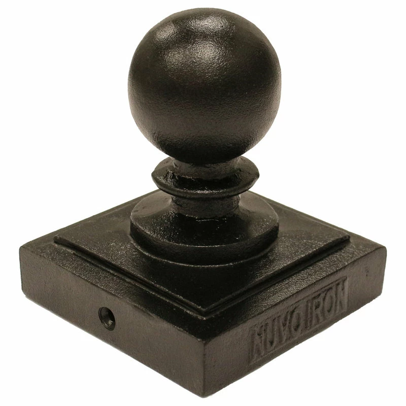 Nuvo Iron Decorative Ball Post Cap For 3.5"x3.5" Posts, Black (PCB03)