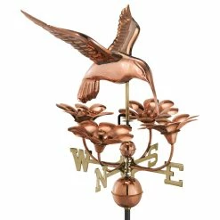 Good Directions, Inc. Hummingbird With Flowers Weathervane, Pure Copper