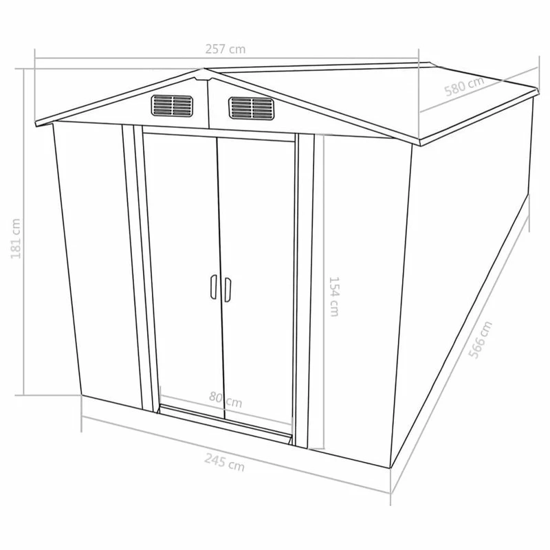 Vida XL International B.V. VidaXL Garden Shed With Sliding Doors 228.3" Metal Anthracite Tool Log Cabin - Image 9