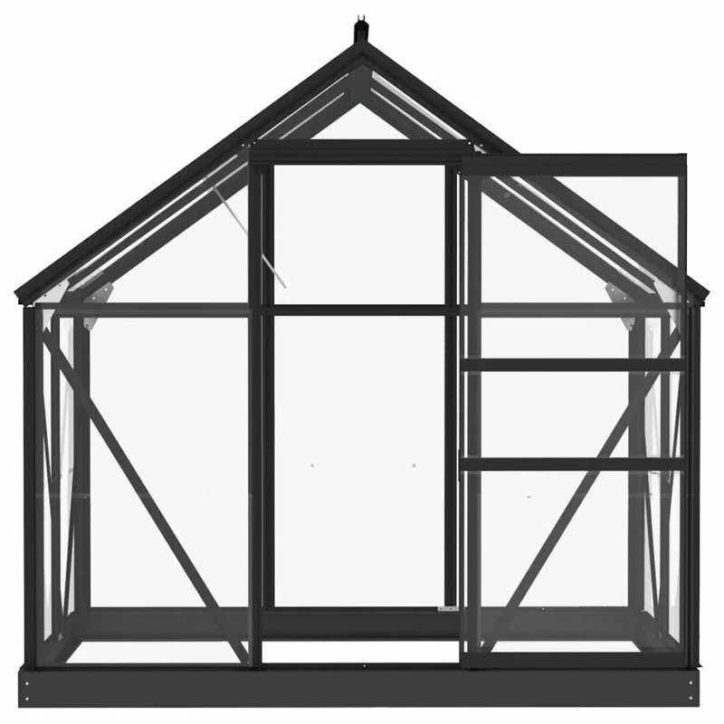 Vida XL International B.V. VidaXL Glass Greenhouse Anthracite 40.6" Aluminum Plant Nursery House Shed - Image 5