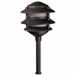 Best Pro Lighting 3 Tier Pagoda, Low Voltage Landscape Light, Black, Halogen