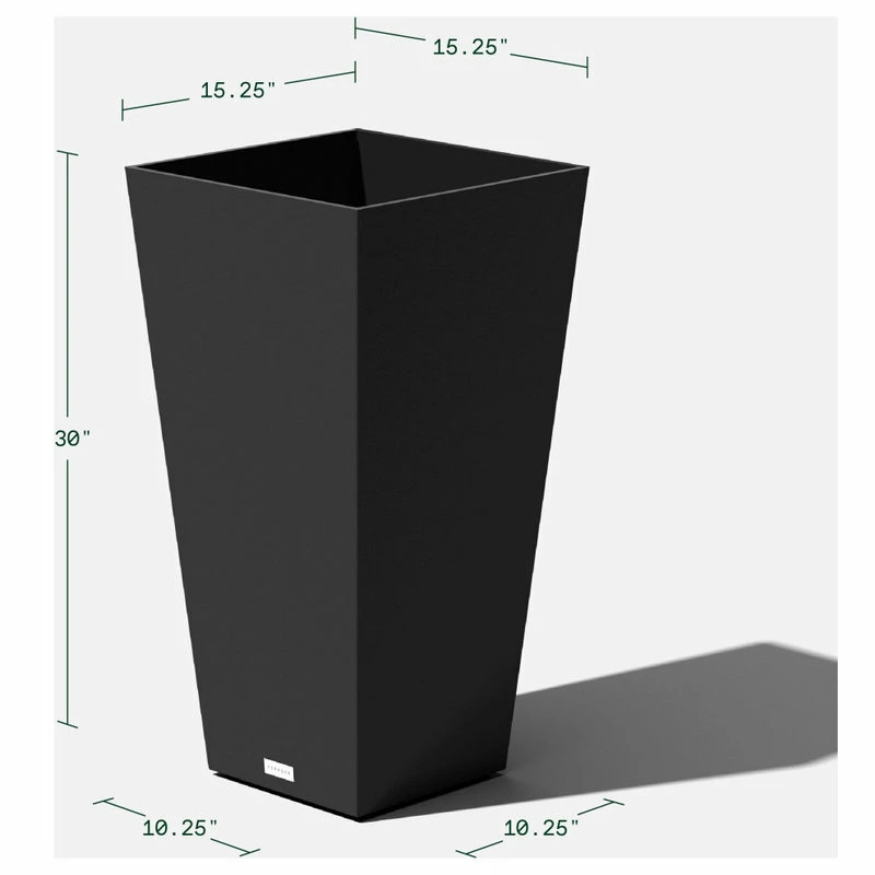 Veradek Midland Tall Square Planter, Black, 30'' - Image 2