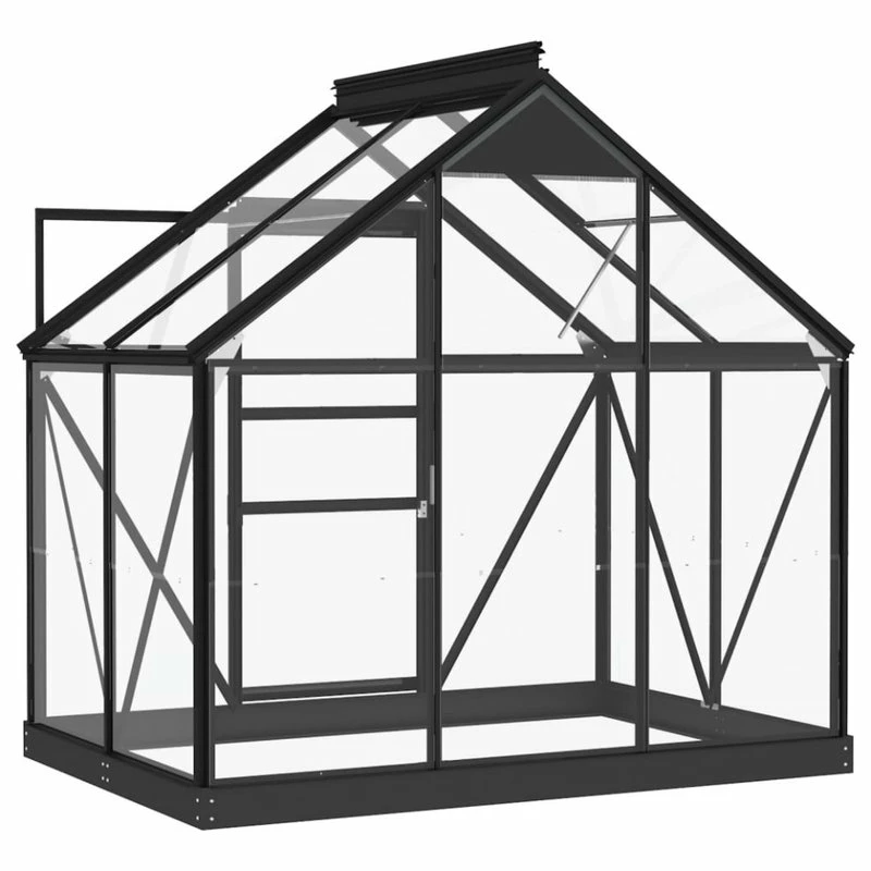 Vida XL International B.V. VidaXL Glass Greenhouse Anthracite 40.6" Aluminum Plant Nursery House Shed - Image 3