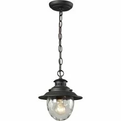 Elk Home Searsport 1-Light Outdoor Pendant, Weathered Charcoal