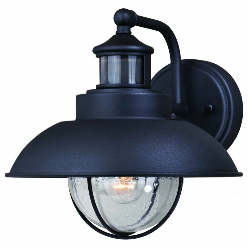 Vaxcel Harwich Dualux 8" Outdoor Wall Light, Textured Black, 10-in. W X 10-in. H X 12-i