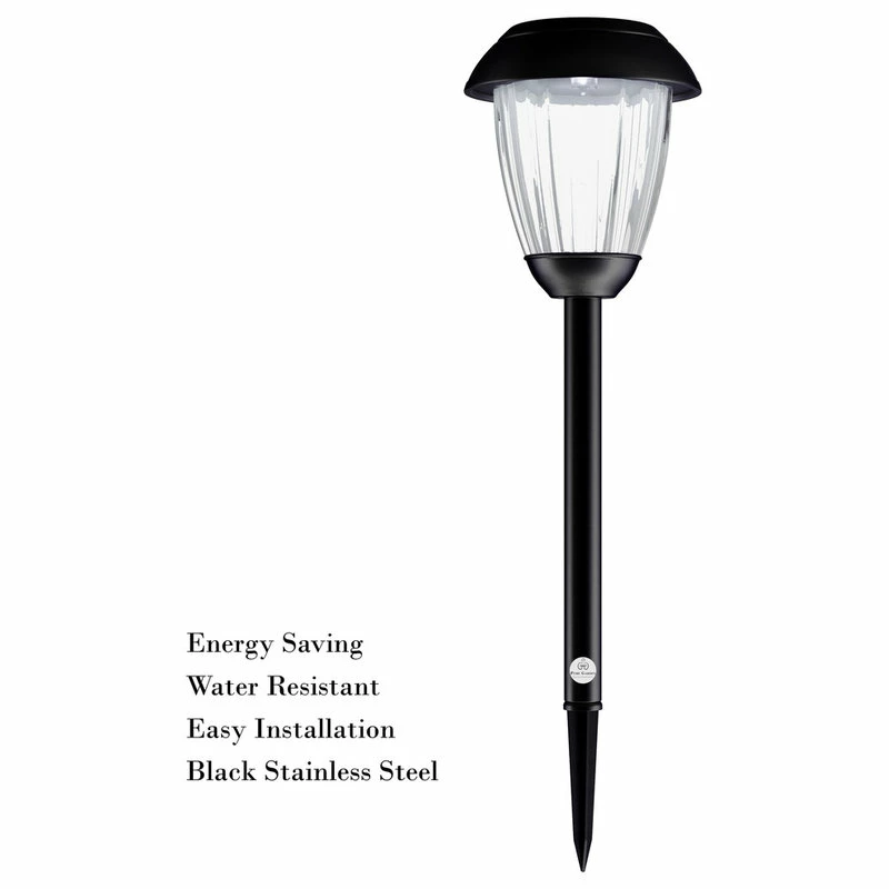 Solar Path Lights, Set Of 8 Stainless Outdoor Lights By Pure Garden, Black - Image 4