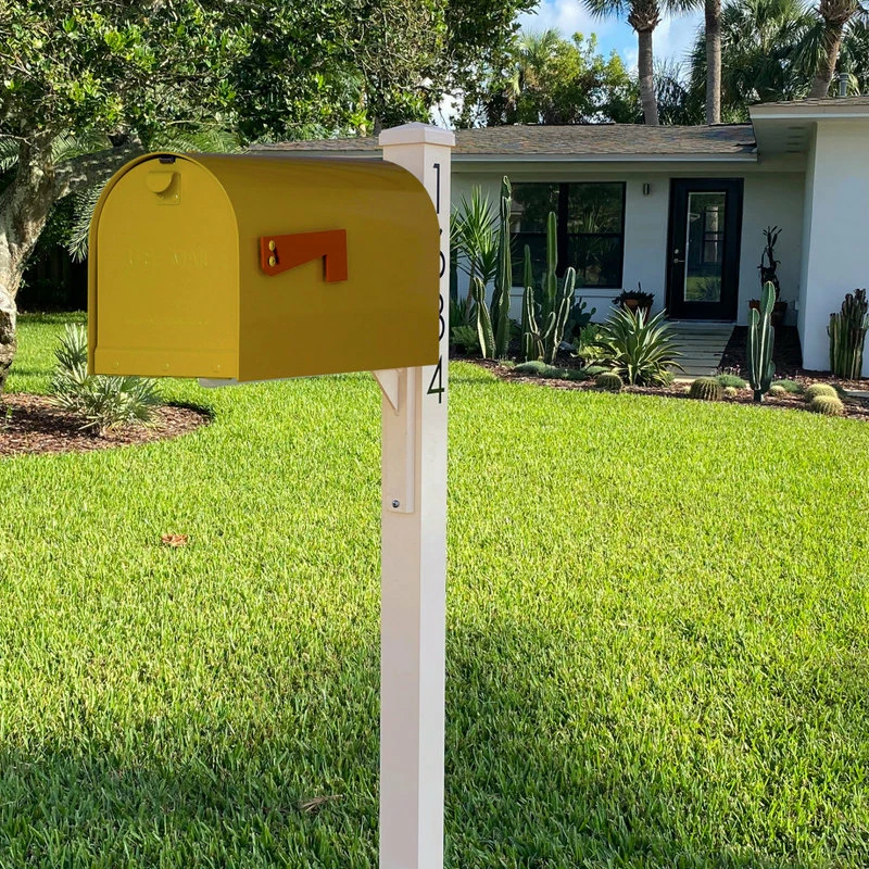 Special Lite Products Company Mid Modern Rigby Curbside Mailbox And Post, Yellow - Image 5