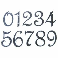 Bushere & Son Iron Studio Inc. Rustic Spanish Style Hammered Wrought Iron Address Number, Black, 4", 3