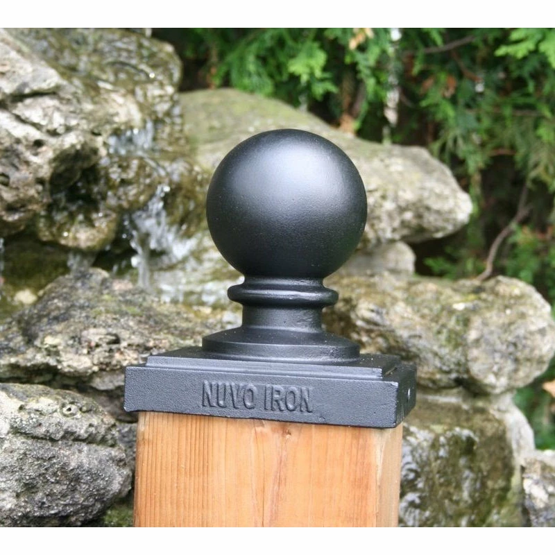 Nuvo Iron Decorative Ball Post Cap For 3.5"x3.5" Posts, Black (PCB03) - Image 2