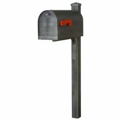 Special Lite Products Company Titan Steel Curbside Mailbox And Wellington Post, Swedish Silver