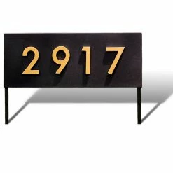 Mod Mettle Hickman Yard Sign, Black, Three Brass Numbers