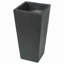 LuxenHome Black MgO 18.5in. H Tall Tapered Planter