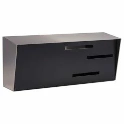 Locking Mid Century Modern Mailbox, 2 Tone Silver, Black