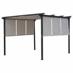 GDFStudio GDF Studio Dione Outdoor Steel Framed9.5' By 9.5' Gazebo, Gray