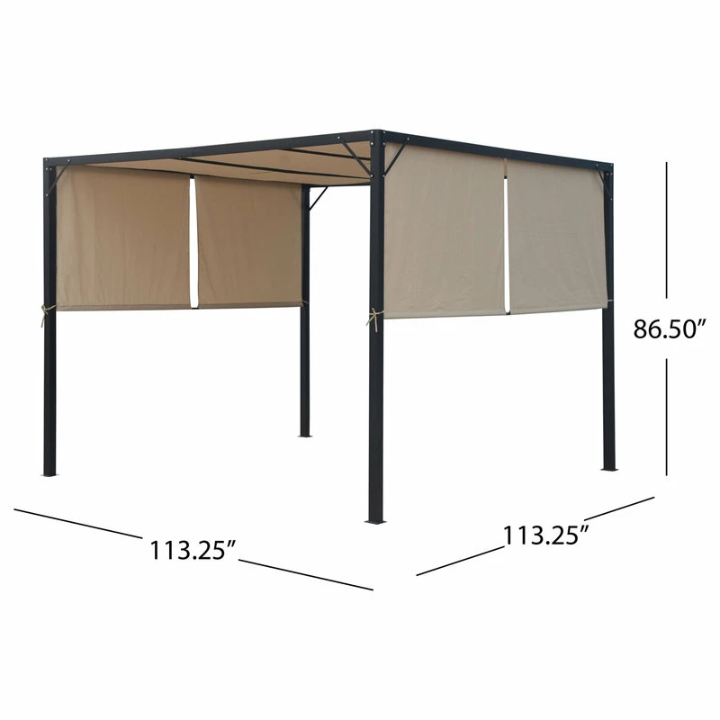 GDFStudio GDF Studio Wendy Outdoor Steel Framed 10' By 10' Gazebo, Beige - Image 4
