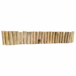 Master Garden Products Teak Wood Even Top Solid Log Edging, 10"H X 60"L, Natural