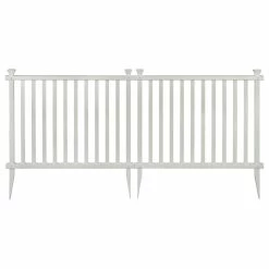 WamBam Fence Inc. Baskenridge No-Dig Vinyl Garden Picket Fence, Set Of 2