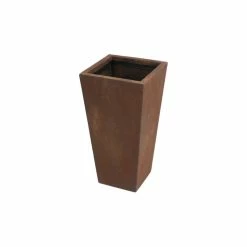 LuxenHome Rustic Brown MgO 24.2in. H Tall Tapered Planter