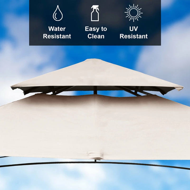 HIO 8 Ft. X 5 Ft. 2-Tier Steel Grill Gazebo With Shelves, Beige - Image 5