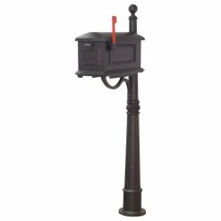 Special Lite Products Company Traditional Curbside Mailbox With Ashland Mailbox Post Unit, Black