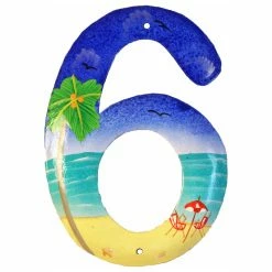 Tropical Beach House Numbers Haitian Metal Art Number 6