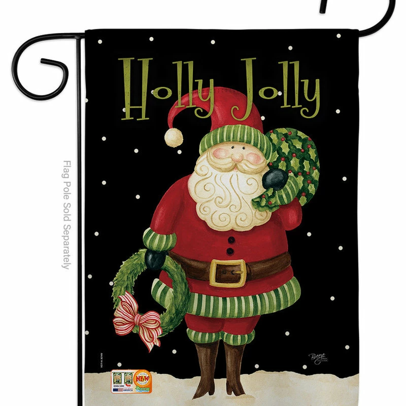 Breeze Decor Holly Jolly Santa Winter Decorative Vertical Double Sided Garden Flag - Image 2