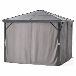 GDFStudio GDF Studio Bali Outdoor 10'x10' Aluminum Framed Gazebo With Curtains, Gray/Black 16 GDFStudio GDF Studio Bali Outdoor 10'x10' Aluminum Framed Gazebo With Curtains, Gray/Black -EZ Vane Shop 65a1ecb402382c90 8199 w800 h800 b1 p0