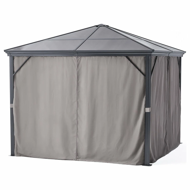 GDFStudio GDF Studio Bali Outdoor 10'x10' Aluminum Framed Gazebo With Curtains, Gray/Black 6 GDFStudio GDF Studio Bali Outdoor 10'x10' Aluminum Framed Gazebo With Curtains, Gray/Black - Image 4