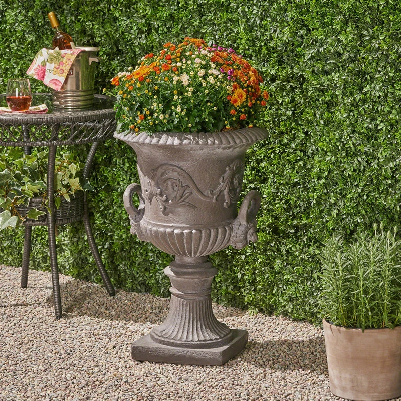 GDFStudio GDF Studio Joa Chalice Lightweight Concrete Garden Decorative Urn Planter, Antiq - Image 2