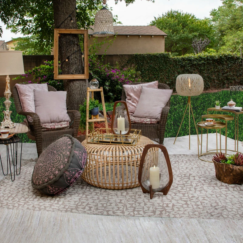 Sagebrook Home 11" Dotted Planter With Wood Stand, Blue - Image 8