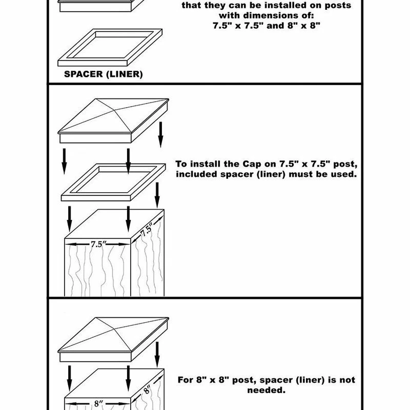 Nuvo Iron Decorative Pyramid Aluminium Post Cap For 7.5" X 7.5" / 8" X 8" Posts - Black - Image 4