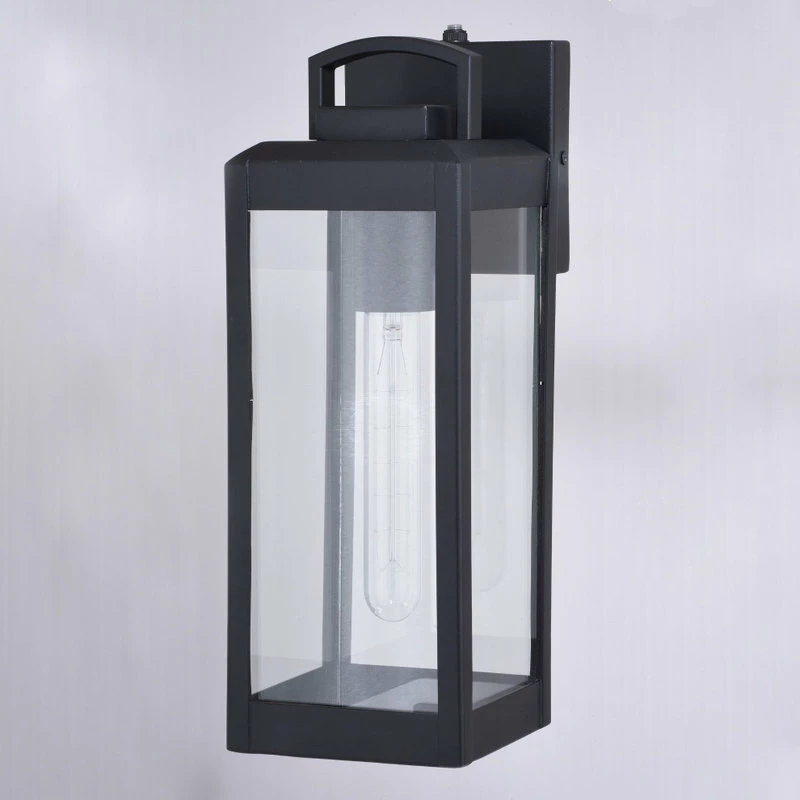 Vaxcel Kinzie 1 Light Dusk To Dawn Outdoor Wall Lantern Clear Glass, Textured Black, 5- - Image 2