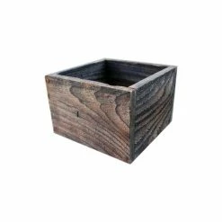 Red Oak Road Square Rustic Farm Planters Box, Tall Version, White Wash, 12"