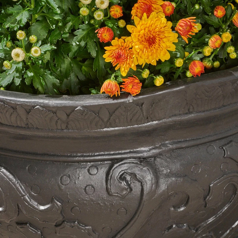 GDFStudio GDF Studio Doreen Round Lightweight Concrete Garden Decorative Urn Planter Pot - Image 4