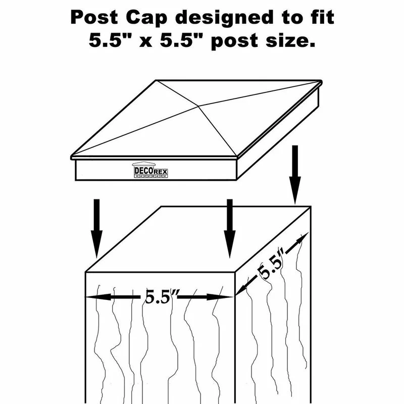Decorex Hardware 5.5"x5.5" Aluminium Pyramid Post Cap For Wood Posts, Black (DHPPC55) - Image 4