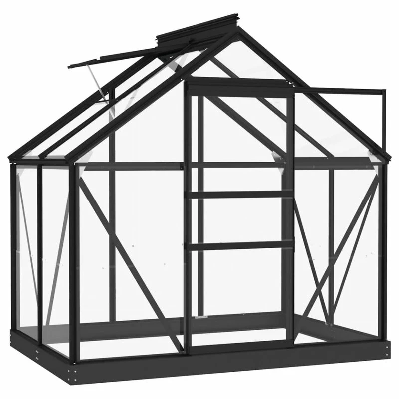 Vida XL International B.V. VidaXL Glass Greenhouse Anthracite 40.6" Aluminum Plant Nursery House Shed - Image 6