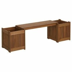 Furinno Tioman Hardwood Planter Box, Teak Oil