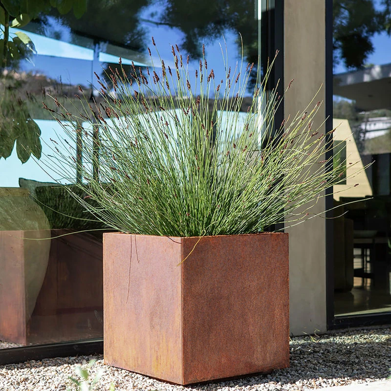 Veradek Metallic Series Corten Steel Cube Planter, Large - Image 2