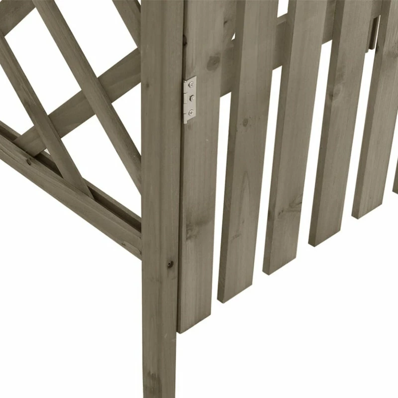 Vida XL International B.V. VidaXL Solid Firwood Pergola With Gate Gray Outdoor Wooden Arbor Gate Arch - Image 5
