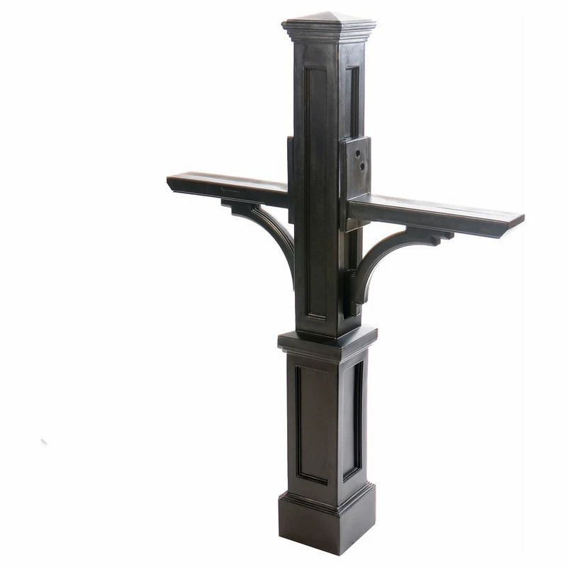 Mayne - Outdoor Products Of Distinction 42"W X 8"D X 56"H Newport Plus Double Mailbox Post, Black