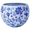 U.S. Sourcing Inc./Goodman And Wife Old World Hand-Pressed Blue And White Floral Pattern Ceramic Round Garden Pot, F