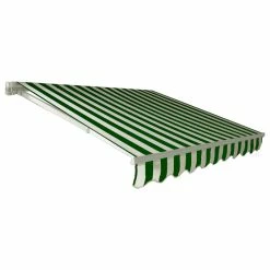 Awntech Corporation 8' California Manual Retractable Awning, Forest Green/White