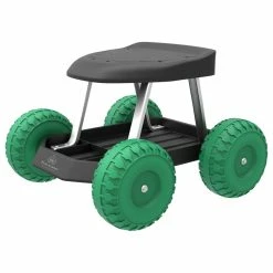 Garden Cart Rolling Scooter With Seat And Tool Tray By Pure Garden