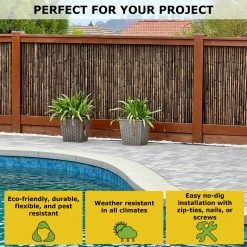 Backyard X-Scapes Natural Black Bamboo Fencing Garden Screen Rolled Wood Fence Panel, 36 In H X 96 In L X 1 In D -EZ Vane Shop 7251a78603a380fc 0187 w800 h800 b0 p0