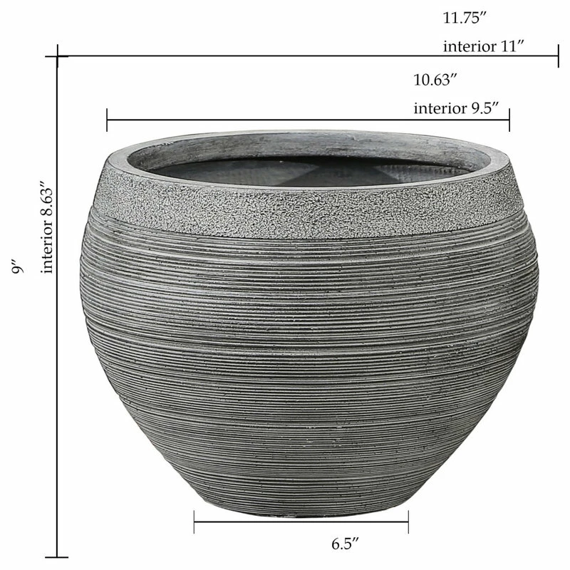 LuxenHome Stone Finish Pottery Bowl Planter (Small) 9 LuxenHome Stone Finish Pottery Bowl Planter (Small) - Image 7