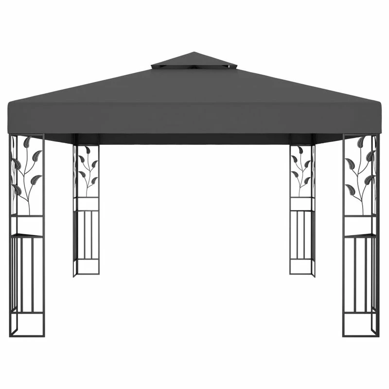 Vida XL International B.V. VidaXL Gazebo With Double Roof 9.8'x13.1' Anthracite Garden Outdoor Sunshade - Image 3