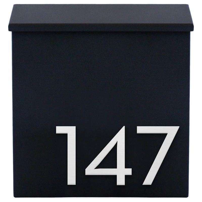 Modern Aspect The Inbox Wall Mounted Mailbox + House Numbers, Lock Included, Outgoing Flag, Black - Image 2